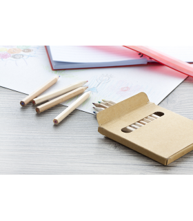 Set de 4, 6 ou 12 crayons de couleurs dans une boite kraft personnalisable