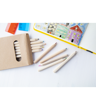 Set de 4, 6 ou 12 crayons de couleurs dans une boite kraft personnalisable