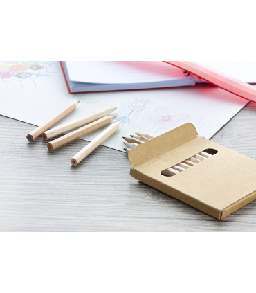 Set de 4, 6 ou 12 crayons de couleurs dans une boite kraft personnalisable