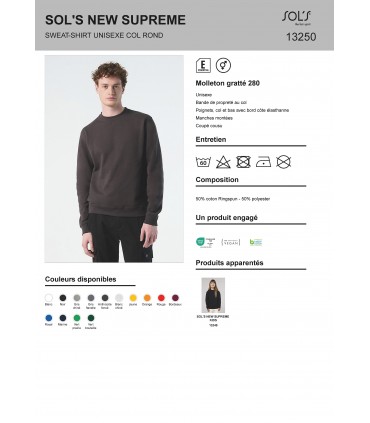 Sweat col rond unisexe écoresponsable