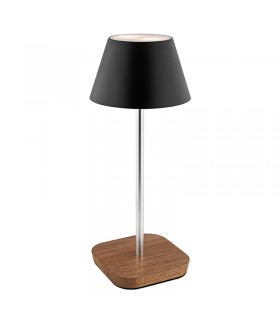 Lampe de bureau rechargeable publicitaire METMAXX® tactile en bois et aluminium