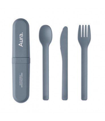 Set de couverts réutilisables en acier inoxydable avec étui