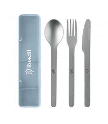 Set de couverts en acier inoxydable avec étui PP personnalisable
