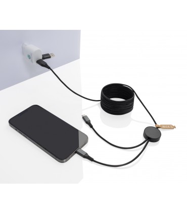 Câble de charge 4 en 1 de 3 m en RPET RCS Terra personnalisable