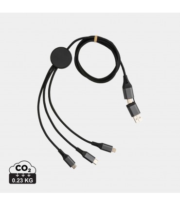 Câble de charge 60W 6 en 1 en aluminium recyclé RCS Terra personnalisable