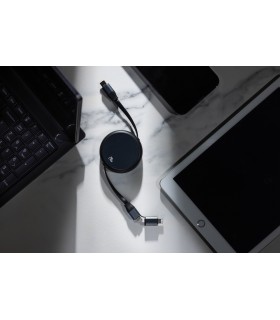 Câble rétractable personnalisable Terra 240W 2-en-1 en aluminium recyclé RCS