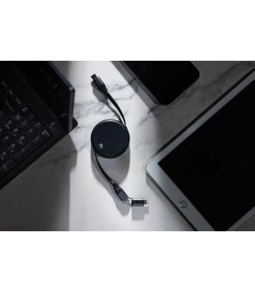 Câble rétractable personnalisable Terra 240W 2-en-1 en aluminium recyclé RCS