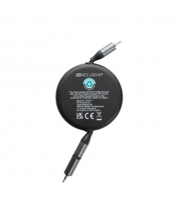 Câble rétractable personnalisable Terra 240W 2-en-1 en aluminium recyclé RCS