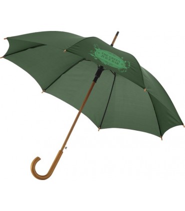 Parapluie publicitaire Kyle 23" à ouverture automatique avec mât et poignée en bois