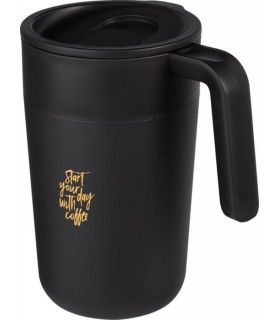 Mug publicitaire 400 ml double paroi en plastique recyclé et acier inoxydable