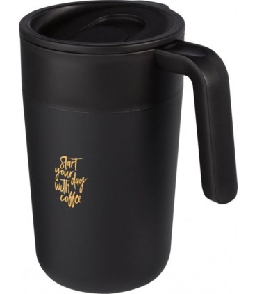 Mug publicitaire 400 ml double paroi en plastique recyclé et acier inoxydable