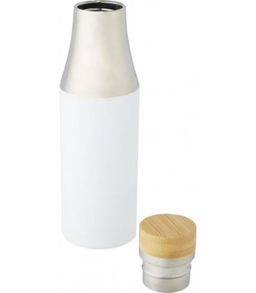 Bouteille isotherme publicitaire HULAN 540 ml en acier inoxydable avec couvercle bambou
