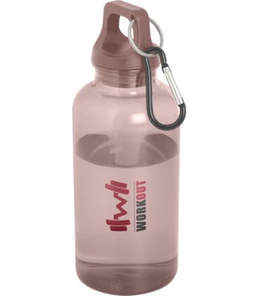 Gourde publicitaire Oregon 400 ml en plastique recyclé certifié RCS avec mousqueton