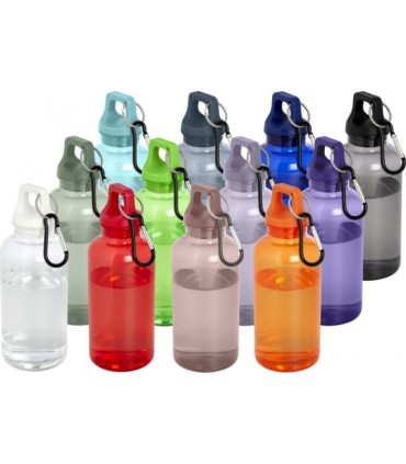Gourde publicitaire Oregon 400 ml en plastique recyclé certifié RCS avec mousqueton