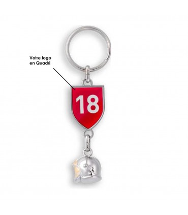 PORTE CLES ZAMAC CASQUE DE POMPIER 3D | ref :  PCPOM