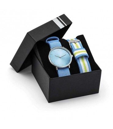 Montre ronde bracelet tissé