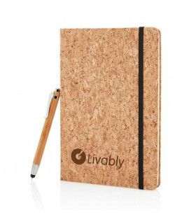 CARNET DE NOTES EN LIEGE AVEC STYLO EN BAMBOU | ref :  P773.779