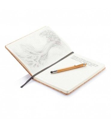 CARNET DE NOTES EN LIEGE AVEC STYLO EN BAMBOU | ref :  P773.779
