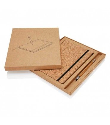 CARNET DE NOTES EN LIEGE AVEC STYLO EN BAMBOU | ref :  P773.779