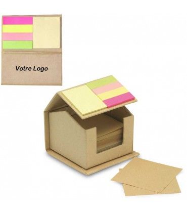 BOITE BLOC NOTES ET REPOSITIONNABLES FORME MAISON | ref :  MO7304