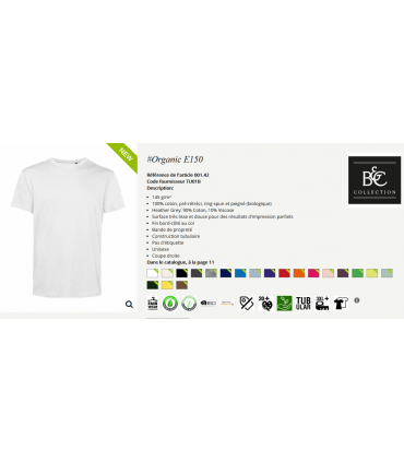 TEE-SHIRT B&C ORGANIQUE  | ref :  001.42